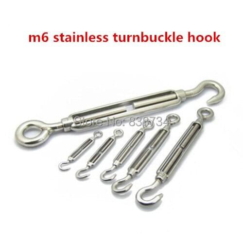 5pcs 304 Stainless Steel m6 Turnbuckle Hook to Eye Wire Rope Tension
