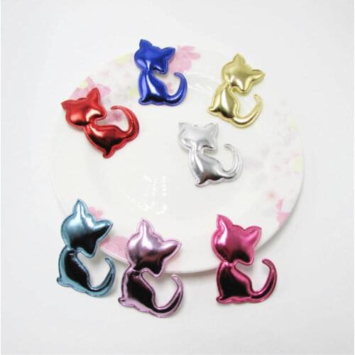 50pcs/lot 3.5*5cm Pu Cat Padded Appliques for DIY handmade childrens hair accessories gift decoration accessories