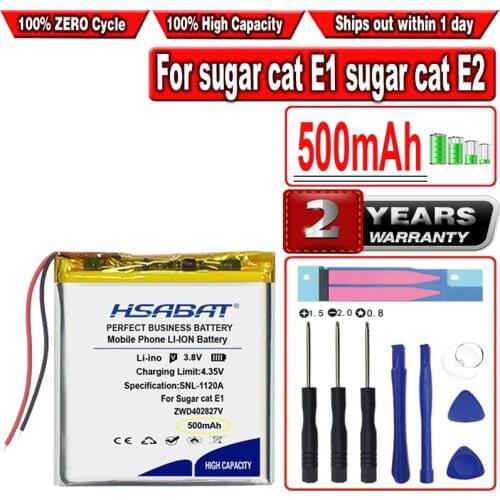 HSABAT 500mAh ZWD402827V Battery for sugar cat E1 for sugar cat E2 Qing Ying version child positioning telephone watch