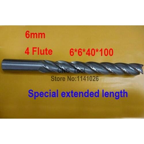 Free shipping 5pcs 6.0mm 4 Flute HSS & Special extended length Aluminium End Mill Cutter CNC Bit Milling Machinery Cutting tools