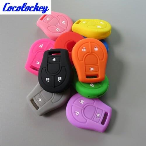 Cocolockey Silicone Car Key Cover Rubber Key Fob Case Fit for NISSAN Cube Rogue Juke Key Case Fob 2 + Panic Button
