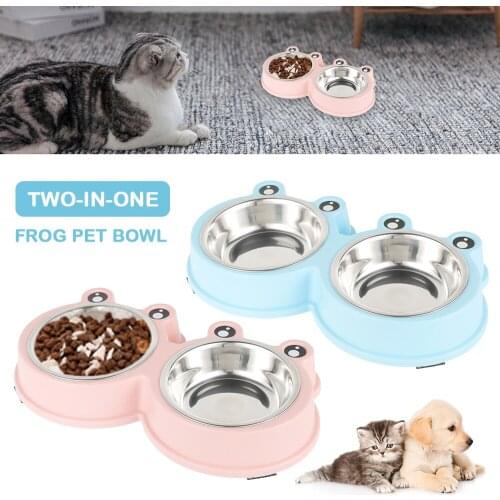 Pet Bowls Cat Dog Food and Water Double Bowls Stainless Steel Thicken Pet Bowls Dish with Non Slip Foot Pads Feeding supplies