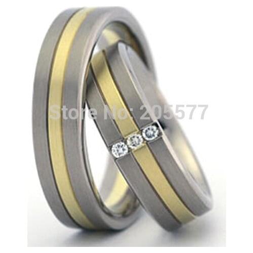 Ebay hot selling bicolor titanium Bridal wedding band rings sets for him and her on sale