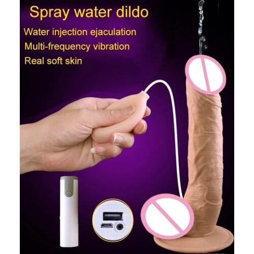 Ejaculating Vibrating Realistic Spray Water Penis Artifical Penis Vibrator With Suction Cup Erotic Toys For Female Mastrubator