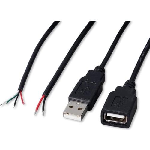0.3m/1m/2m Power Supply Cable 2 Pin USB 2.0 A Female male 4 pin wire Jack Charger charging Cord Extension Connector DIY 5V line