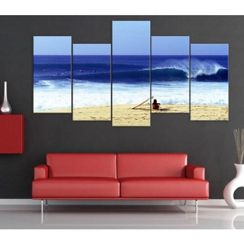 Canvas Painting Pictures 5 Panel Modern Prints Sea Wave Home Decor Cuadros Wall Art Ocean Sunset Painting on Canvas frame