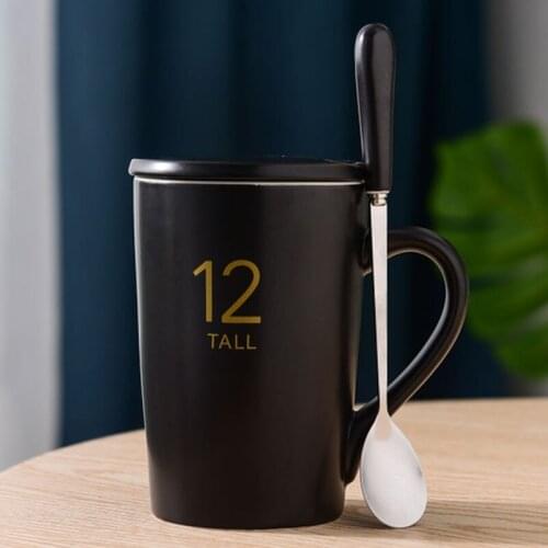 Ceramic Large Capacity Water Cup Korean version Ceramic Cup with cover spoon domestic Coffee Cup simple Mug Milk Cup