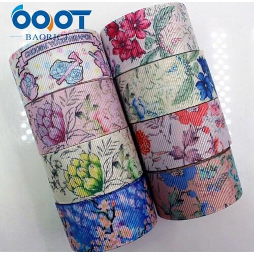 1'' 25mm flowers Printed grosgrain ribbon, DIY handmade Hair accessories Material wedding gift wrap,Party decoration 1712081