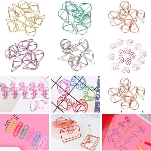 12pcs/lot Beautiful Flamingo Bookmark Planner Paper Clip Metal Material Bookmarks For Book Stationery School Office Supplies