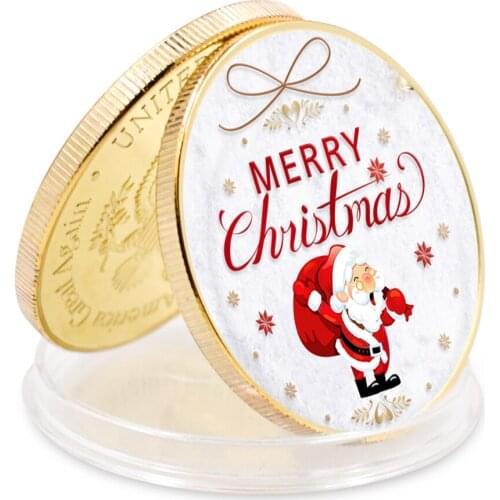 Creative Souvenir Gifts Gold Plated Lucky Coin Christmas Commemorative Round Coin Metal Crafts