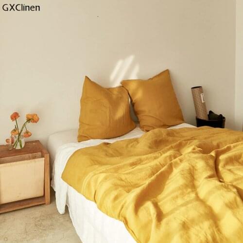 Deep Mustard Linen Duvet Cover Bed Flat Or Fitted Sheet Pillow Cover Many Sizes Bedlinen Home Decor Linge de lit