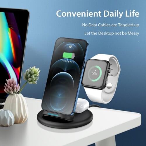 3 in 1 Magnetic Wireless Charger Stand For iPhone 13 12 Apple Watch 6 5 4 3 Airpods Pro Foldable Fast Charging Dock Station