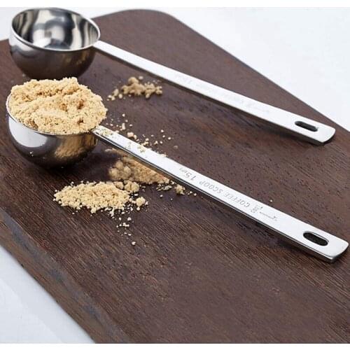 Coffee Measuring Scoop 1 Tablespoon Long Handle Stainless Steel Spoon for Coffee, Milk Powder, Fruit Powder, Set of 5