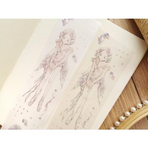 Lovely Fairy Bird Girl Washi Tapes Bullet Journal Masking Tape Adhesive Tape DIY Scrapbooking Washi Stickers