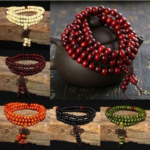 Multilayer Wenge Prayer Beads 108 Tibetan Buddhist Charm Meditation Necklace Yoga lucky Sandalwood Wooden Bracelet For Women Men