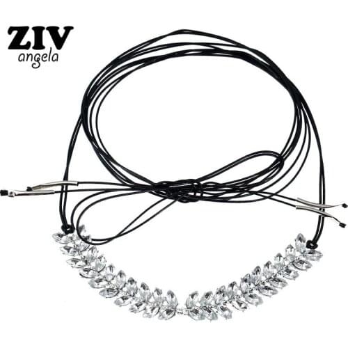 Fashion Jewelry New Arrival Luxury Crystal Collar Choker Necklace Ribbon Chain Statement Jewelry ZA60