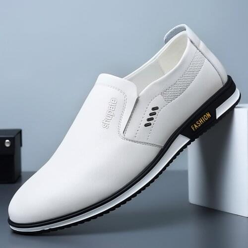 Little White Shoes Men 2021 New Summer Leather All-Match British One-Legged Casual Soft Sole Leather Shoes Men