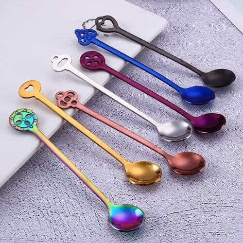 6 Styles Creative Coffee Spoon Set Kitchen Dining Teaspoon Dessert Ice Cream Vintage Royal Specialty Spoon Set