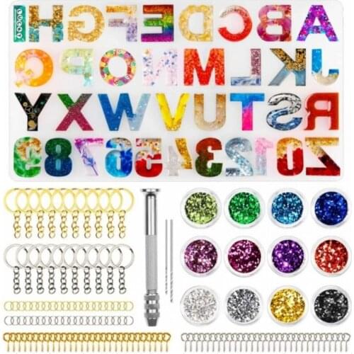 353 Pcs DIY Alphabet Number Silicone Mold Kit, Epoxy Resin Mold Set ,Used to Make Keychain Pendants and Other Handmade Artwork