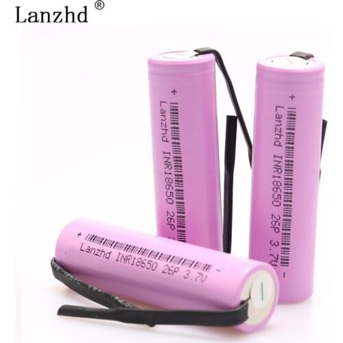 24PCS 18650 Battery INR18650 Nickel sheet 18650 Rechargeable Batteries Li ion Discharge 2600mAh 3.7V + DIY Nickel Sheets