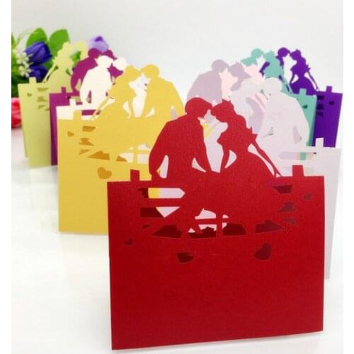 New 10pcs Laser Cut Mr Mrs Table Name Card Place card Wedding Table Decoration Wedding Love Heart Design 7z