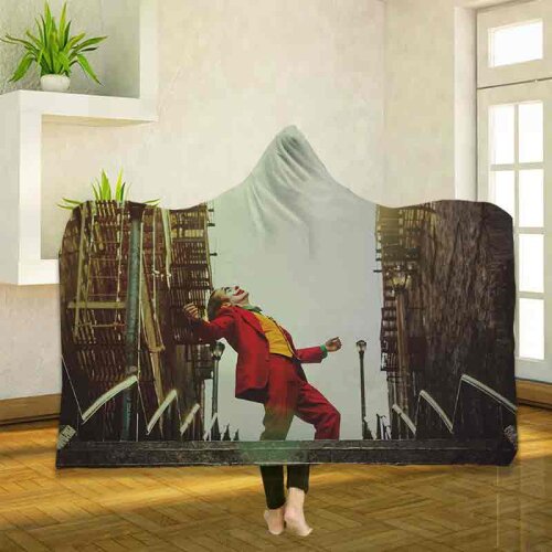 The joker 3D Printing Throw Hooded Blanket Wearable Warm Fleece Bedding Office Quilts Soft Adults Travel 12
