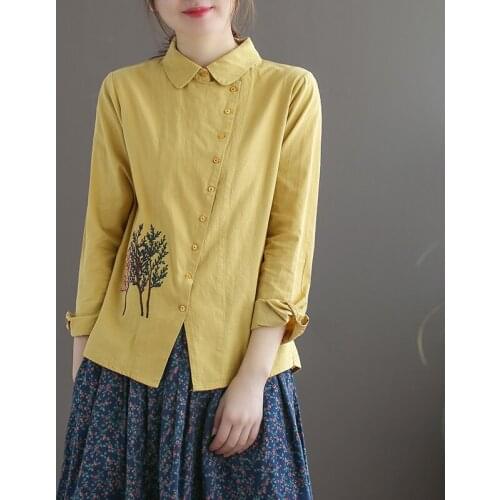 Chinese Style Clothing Women Hanfu 2020 Spring Retro Vintage Shirt Ethnic Tea Blouse And Top Women Ladies Chinese Tops 10018