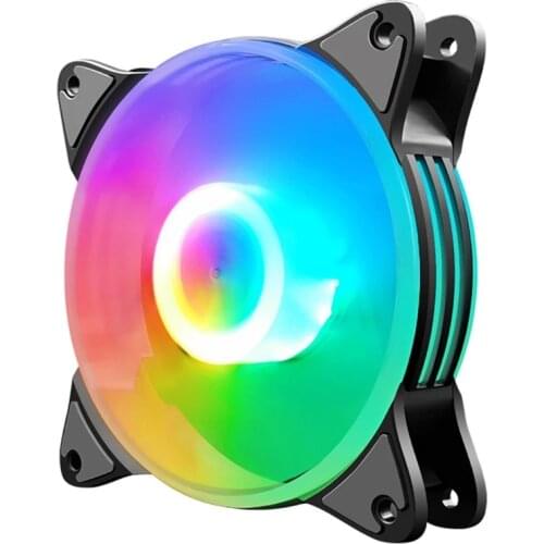 COOLMOON 12cm Silent Chassis Cooling Fan 5 Colors LED Lighting Large 4Pin Heatsink Radiator for Desktop PC Case