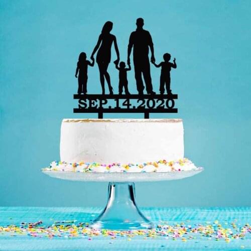 Personalized Wedding Cake Topper Parents & Children Family of Five Cake Topper For Wedding Anniversary Party Cake Topper YC023