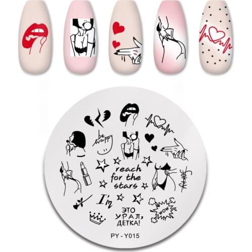 PICT YOU Magic Red Sexy Girl Love Stars Image Nail Stamping Plates Templates Stencil Accessories Tools For Nails DIY