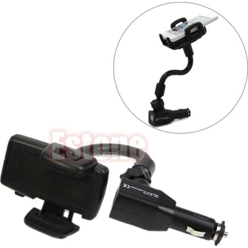 Car Cigarette Lighter Mount Stand Holder + 2 USB Port Charger For Cell Phone DropShip Dropshipping