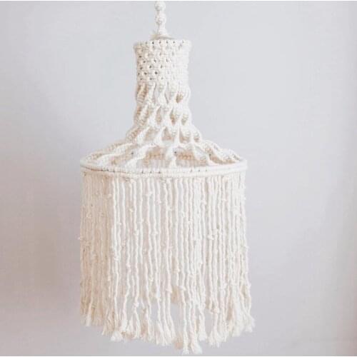 Handwoven Macrame Pendant Lampshade, Round Boho Sphere, Off-White Ivory Cotton Tapestry Light Shade Lamp Lighting Decor