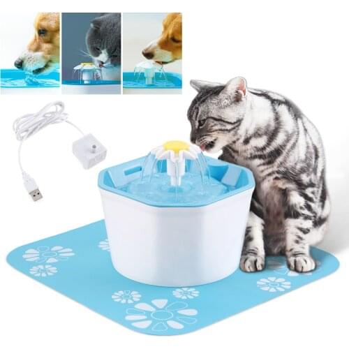 1.6L 5V USB Three Modes Electric Pet Cat Dog Water Fountain Dispenser with Silent Submersible Pump / Activated Carbon Filter