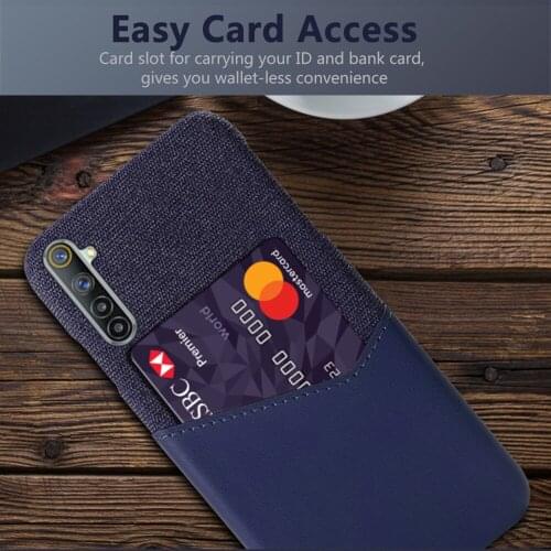 Febric Card Holder Cover For OPPO Realme 6 7 X7 X50 5 Pro Cloth Texture PU Antiskid Case For Oppo Realme Narzo 20 A C17 C12 C11