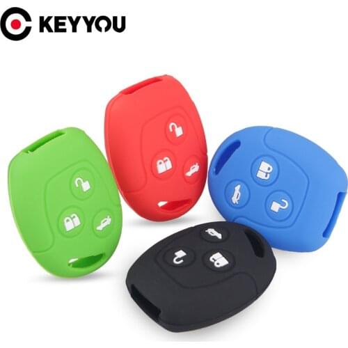 KEYYOU 3 Buttons Silicone Key Cover For Ford MONDEO FIESTA FOCUS C-MAX S-MAX TRANSIT KA GALAXY Remote Holder Case FOB