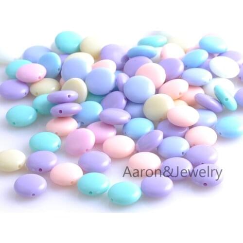 Blend Color Acrylic beads round pad Spacer Beads Fit Jewelry Handmade 100PCs 12X5mm YKL0338