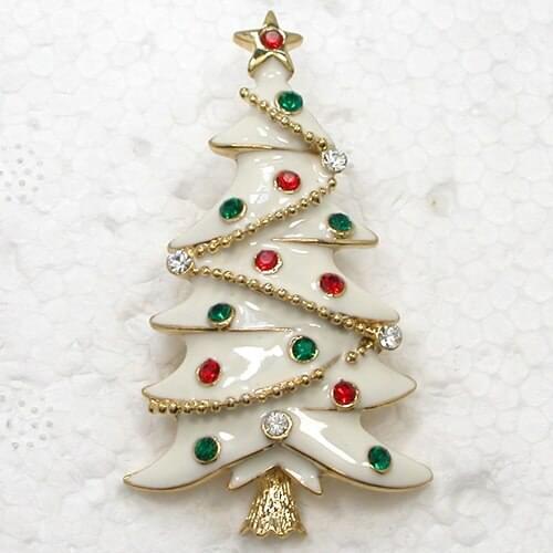 Rhinestone Christmas tree Pin brooches C2129