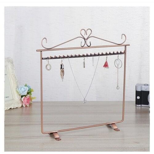 Metal/Wooden Earring Storage Rack Double Tiers Jewelry Standing Holder Black/White/Pink Color 44 Holes Ear ring Display Rack