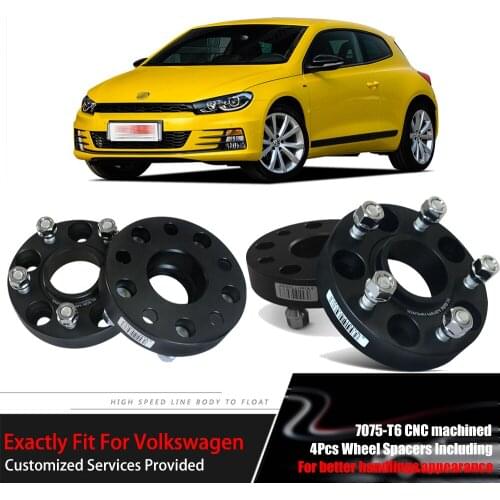 Teeze 4pcs 5X112 57.1CB 25mm Thick Hubcenteric Black Color Wheel Spacer Adapters For VolksWagen VW Tiguan/Touran/Scirocco
