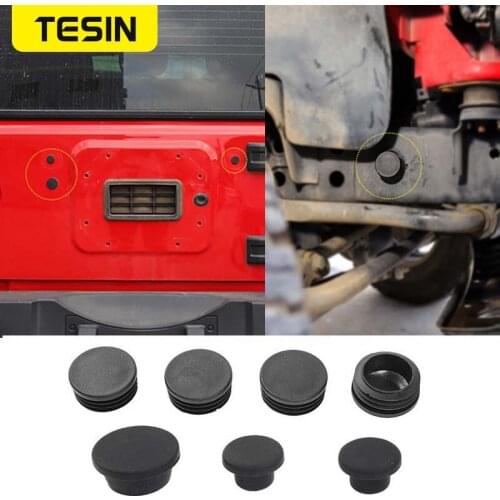 TESIN Car Chassis Frame Round Hole Dust Plugs Tail Door Rubber Plug Decoration Cover for Jeep Wrangler 2007-2017 Car Styling