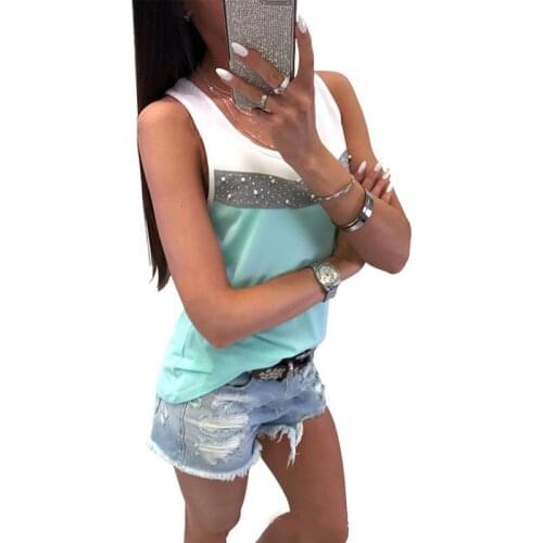 Striped Top Women Fashion Beading Woman Tank Sleeveless Casual Woman Tee Top