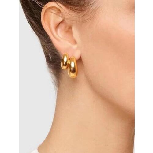 Rongho Vintage Metal Waterdrop Earrings for Women Hiphop Jewelry Gold Circle Hoop Earring Female Brincos Punk Earring Bijoux