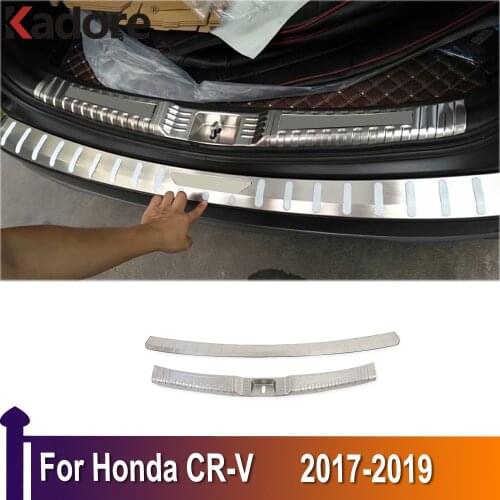 For Honda CRV C-RV 2017 2018 2019 Stainless Steel Rear Bumper Pad Protector Trim Tail Trunk Scuff Plate Cover Car-Styling