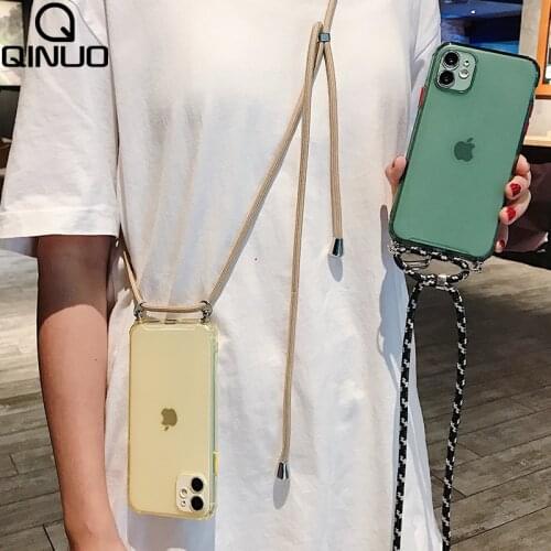 Crossbody Lanyard Frosted Clear Case For iPhone 11 Pro Max XS SE 2020 X XR 7 Plus 6S 8 Pluse Hang Shoulder Strap Rope Cover Capa