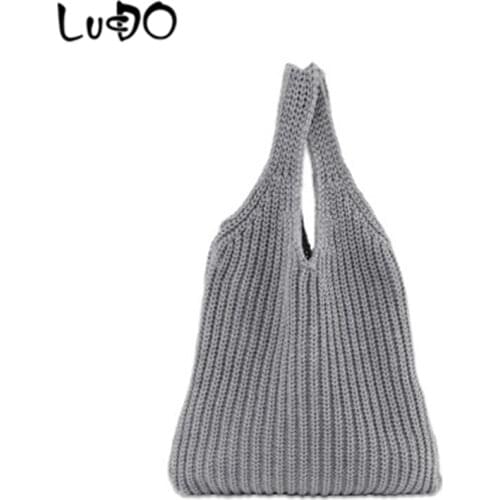 Fashion Simple Ladies Totes Shoulder Handbag Comfortable Woolen Woven Knitted Bag Handbags Crochet Bag Women girl bags gifts New