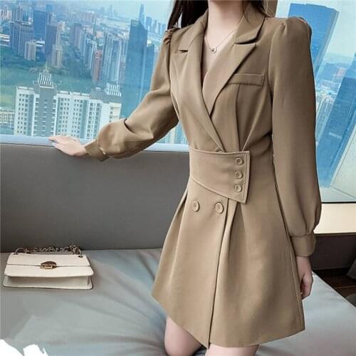 Women Long Sleevve Mini Elegant Dress Blazer Lady Chic High Waist Korean Clothing One-Piece office Dresses Female Plus Size Tops