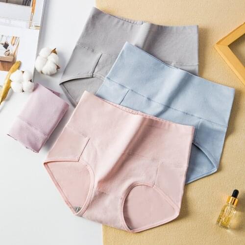 Womens Underwear Cotton Underpants Soft Lingerie Breathable Briefs Female hight-Waist Coverage Stretch Lady Panty Dropship