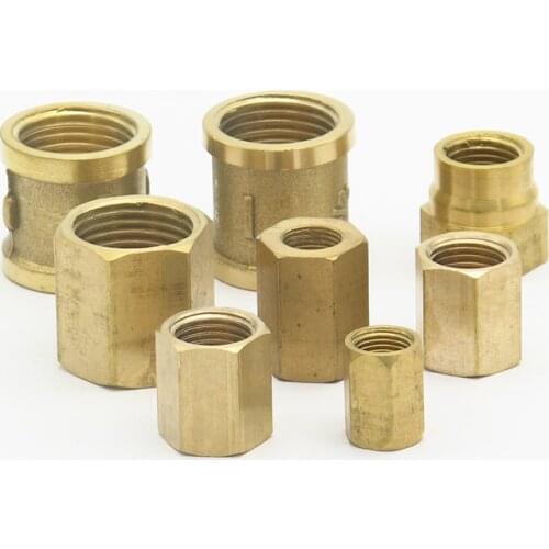 1/8" 1/4" 3/8" 1/2" 3/4" 1" BSP Female To Female Thread Brass Pipe Fitting Hex Nut Rod Coupler Connector for Water Gas Fuel
