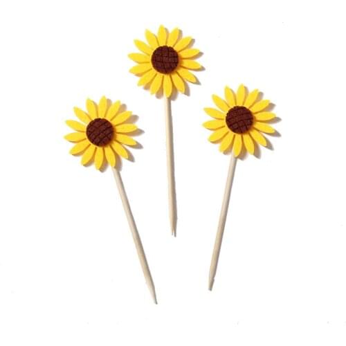 1pc/3pcs Kawaii Flower Sunflower Paper Cake Cupcake Toppers Picks Kids Birthday Party Decorations Party Favors Children Gift