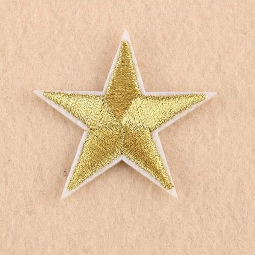 10PCs Colorful Fabric Star Patches for Clothing Iron on Embroidered Appliques With Glue Back Craft Pentagram Sticker Stripes
